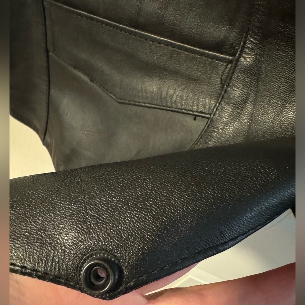 Vintage Shaf Leather Collections Black Biker Button Up Leather Men's Vest 46 - Picture 3 of 11